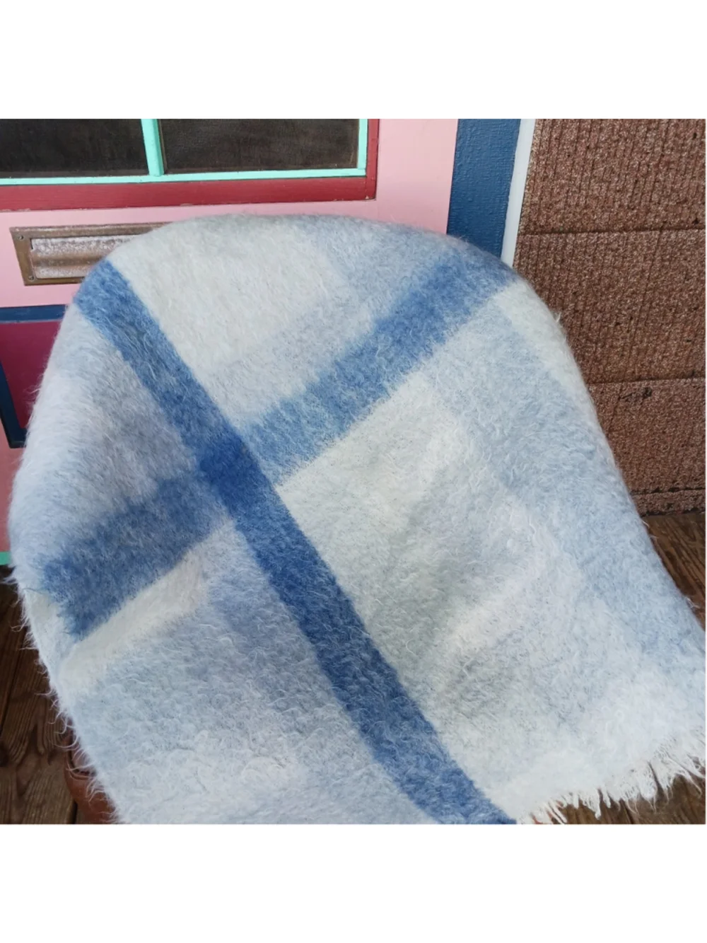 Craig-Na-Creidhe Mohair Blanket Blue Plaid 4x6